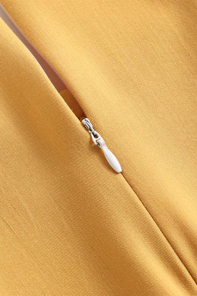 Żółta Sukienka Midi Vintage Z Lat 50