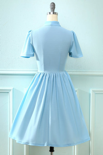 Niebieska Sukienka Vintage Z Lat 50