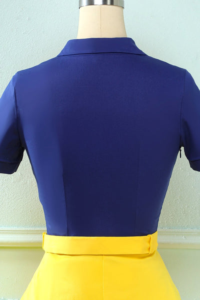 Trapezowa Sukienka W Stylu Vintage Z Klapami