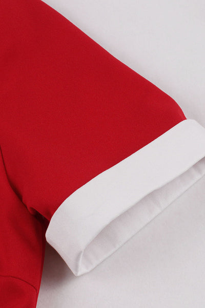 Czerwona Rozkloszowana Sukienka Z Klapami W Stylu Lat 50