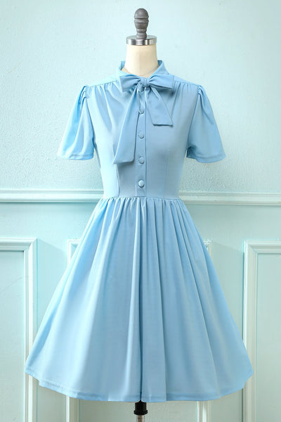 Niebieska Sukienka Vintage Z Lat 50