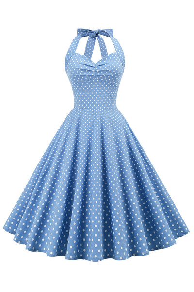 Damska Sukienka W Stylu Retro Z Odkrytymi Plecami W Kropki