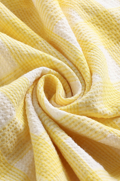 Żółta Sukienka W Kratę Z Lat 50. XX Wieku