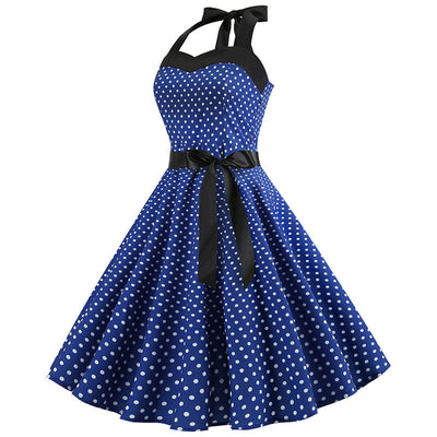 Niebieska Sukienka W Stylu Vintage
