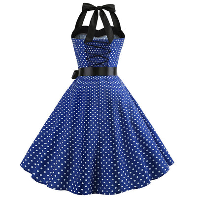 Niebieska Sukienka W Stylu Vintage