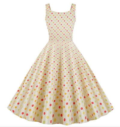 Beżowa Sukienka Pin Up Z Lat 50