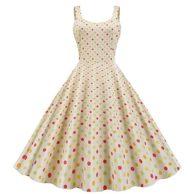 Beżowa Sukienka Pin Up Z Lat 50