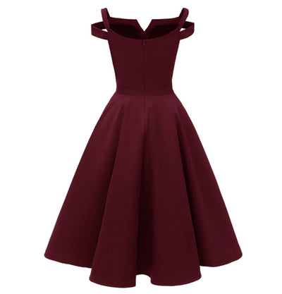 Sukienka Pin-Up Z Lat 50  Bordeaux