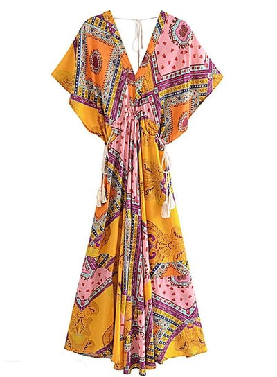 Sukienka Z Krótkim Rękawem Z Lat 70