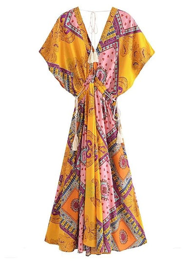 Sukienka Z Krótkim Rękawem Z Lat 70