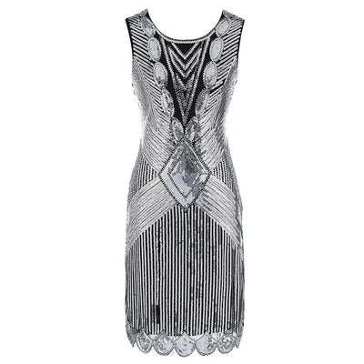 Srebrna Sukienka Plus Size Z Lat 20