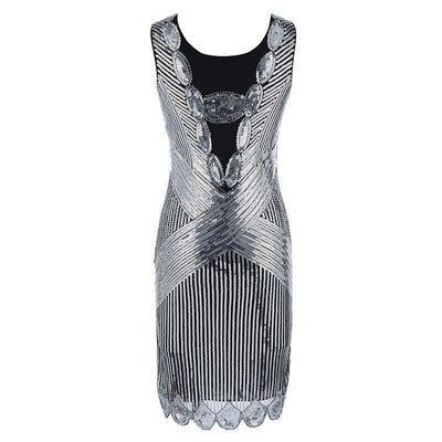 Srebrna Sukienka Plus Size Z Lat 20