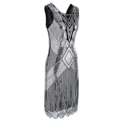 Srebrna Sukienka Plus Size Z Lat 20