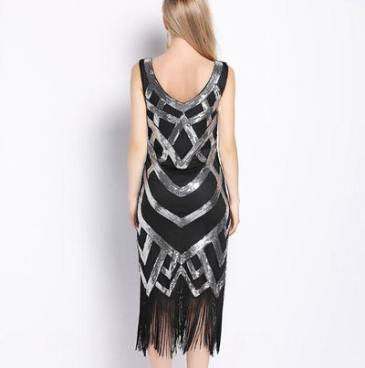 Sukienka Vintage Z Lat 20. XX Wieku Czarno-Srebrna