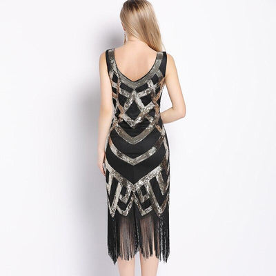 Sukienka Vintage Z Lat 20. Czarnozłota