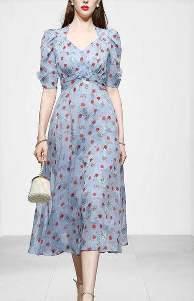 Sukienka Z Lat 40. Niebieska