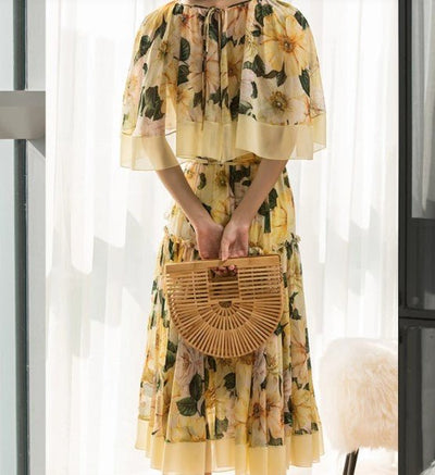 Szykowna Sukienka Z Lat 40. Żółta