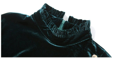 Zielona Aksamitna Sukienka Z Lat 40