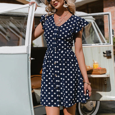Granatowa Sukienka W Stylu Vintage