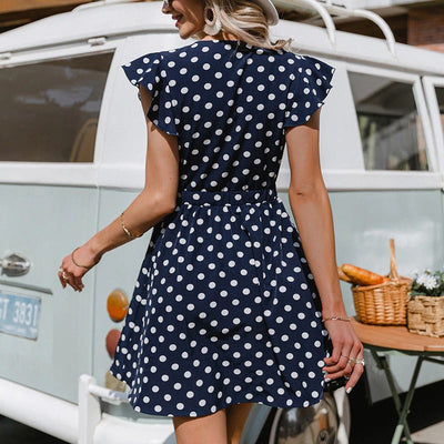 Granatowa Sukienka W Stylu Vintage