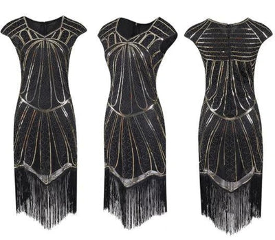 Złota Sukienka Charleston Z Lat 20. XX Wieku