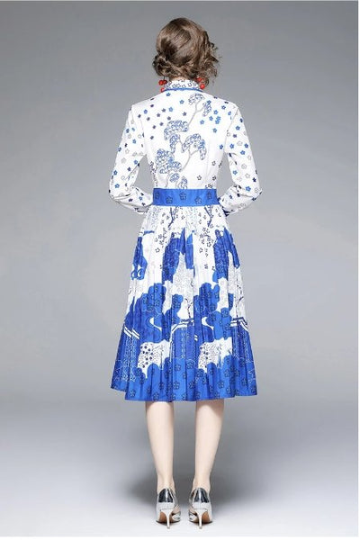 Sukienka Z Lat 40. I 50. Niebieska