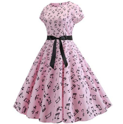 Rozkloszowana Sukienka W Stylu Vintage W Kolorze Music Rose