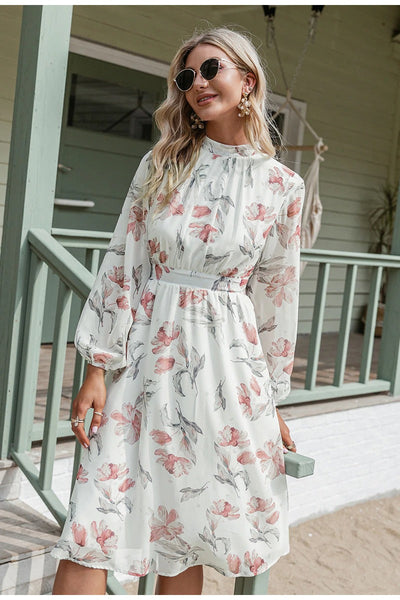 Sukienka Vintage W Różowe Kwiaty