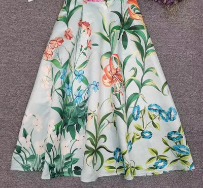 Miętowa Sukienka W Kwiaty Z Lat 40