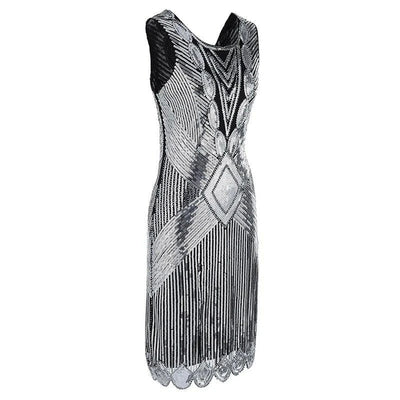 Srebrna Krótka Sukienka Gatsby
