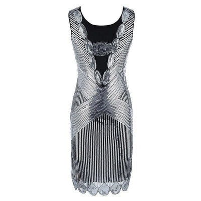 Srebrna Krótka Sukienka Gatsby
