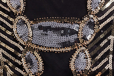 Czarno-Złota Krótka Sukienka Gatsby