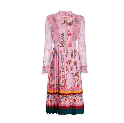 Różowa Sukienka Maxi W Kwiaty W Stylu Vintage