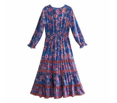Fioletowa Sukienka Maxi W Stylu Lat 70