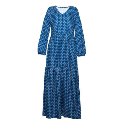 Niebieska Sukienka Vintage Maxi
