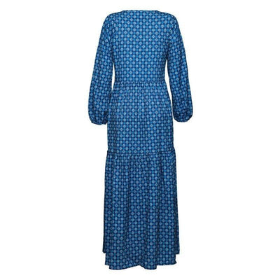 Niebieska Sukienka Vintage Maxi