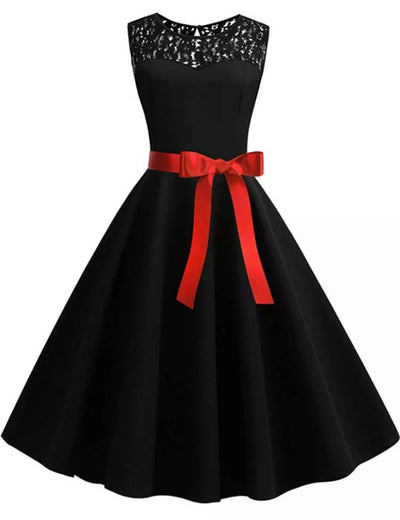 Czarna Sukienka Retro Z Lat 50