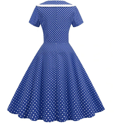 Niebieska Sukienka Druhna W Stylu Retro