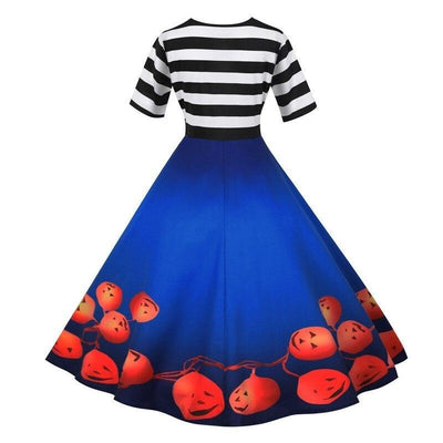 Niebieska Sukienka Retro Na Halloween