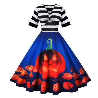 Niebieska Sukienka Retro Na Halloween