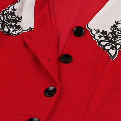 Czerwona Sukienka Z Lat 50. Z Szerokim Dekoltem