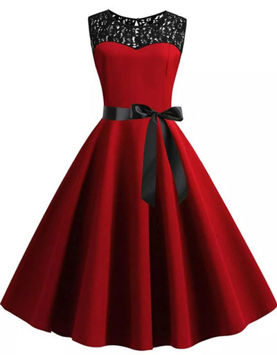 Burgundowa Sukienka Damska W Stylu Lat 60