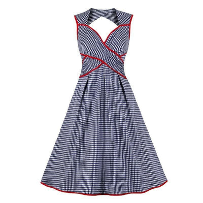 Niebieska Sukienka W Stylu Vintage