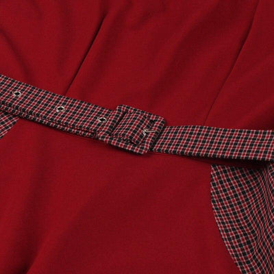 Trapezowa Sukienka Z Lat 50. W Kolorze Bordowym