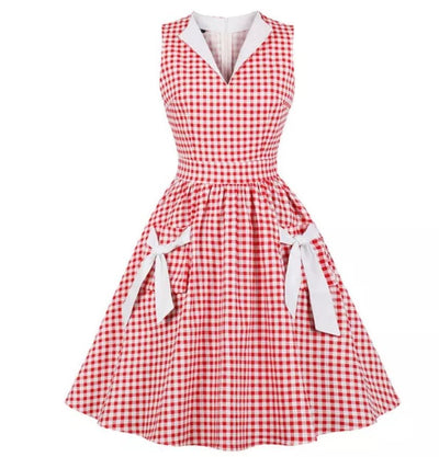 Kieszenie W Sukience Vintage W Kratkę