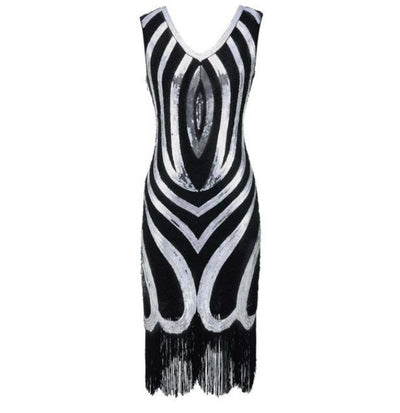 Czarna Sukienka Vintage Z Lat 20. Z Koralikami