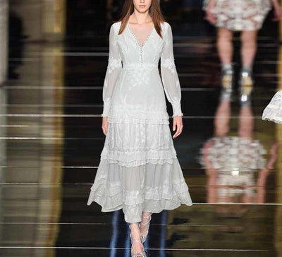 Biała Sukienka Vintage Z Lat 40. Z Latarnią