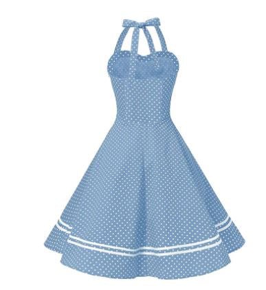 Niebieska Sukienka Vintage Boogie Woogie
