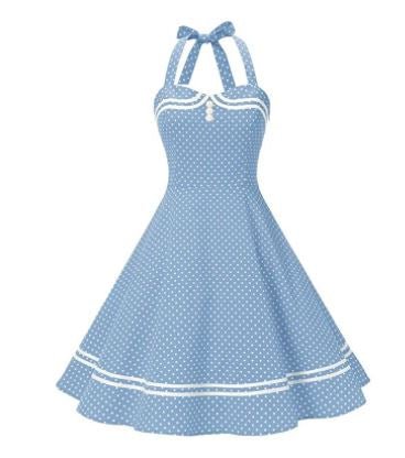 Niebieska Sukienka Vintage Boogie Woogie