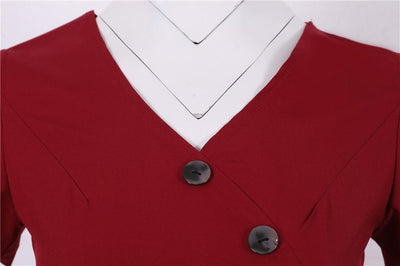 Bordowa Sukienka Vintage Zapinana Na Guziki